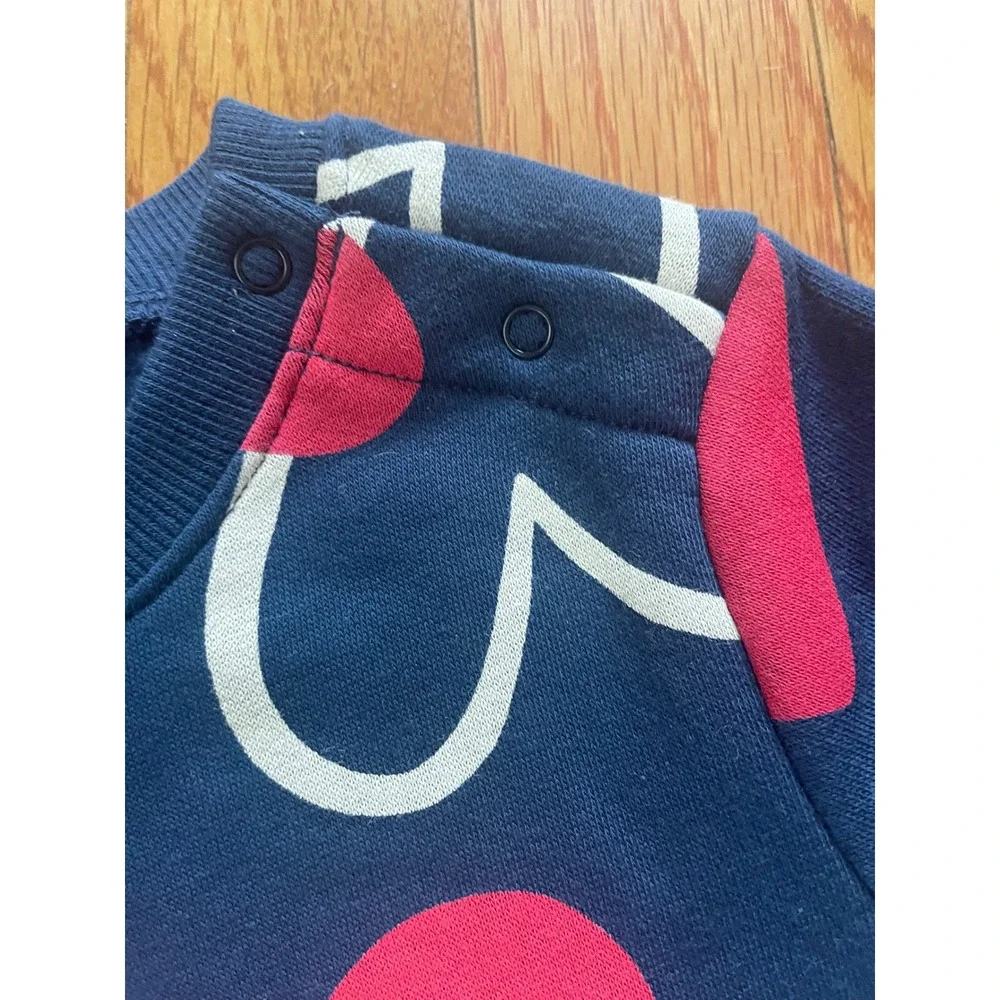 Old Navy Baby Navy Blue Heart Print Fleece Sweatshirt Jumpsuit 18-24M NWT
